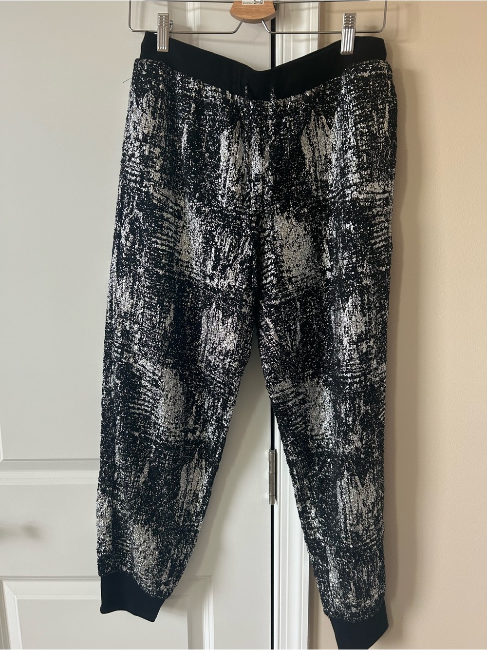 Black & White Textured Jogger Sweatpants